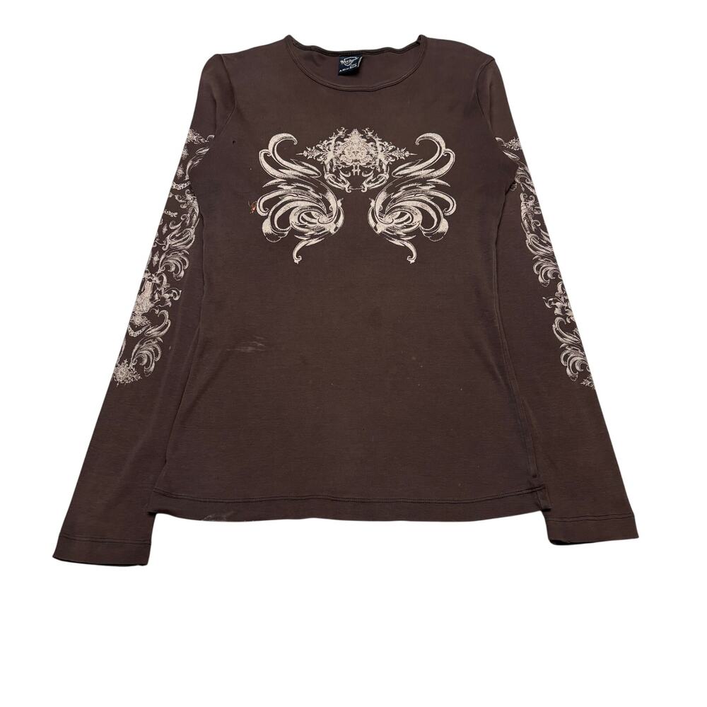Vintage Y2K Sledge USA Long Sleeve Tee SHirt Women's Large Grunge